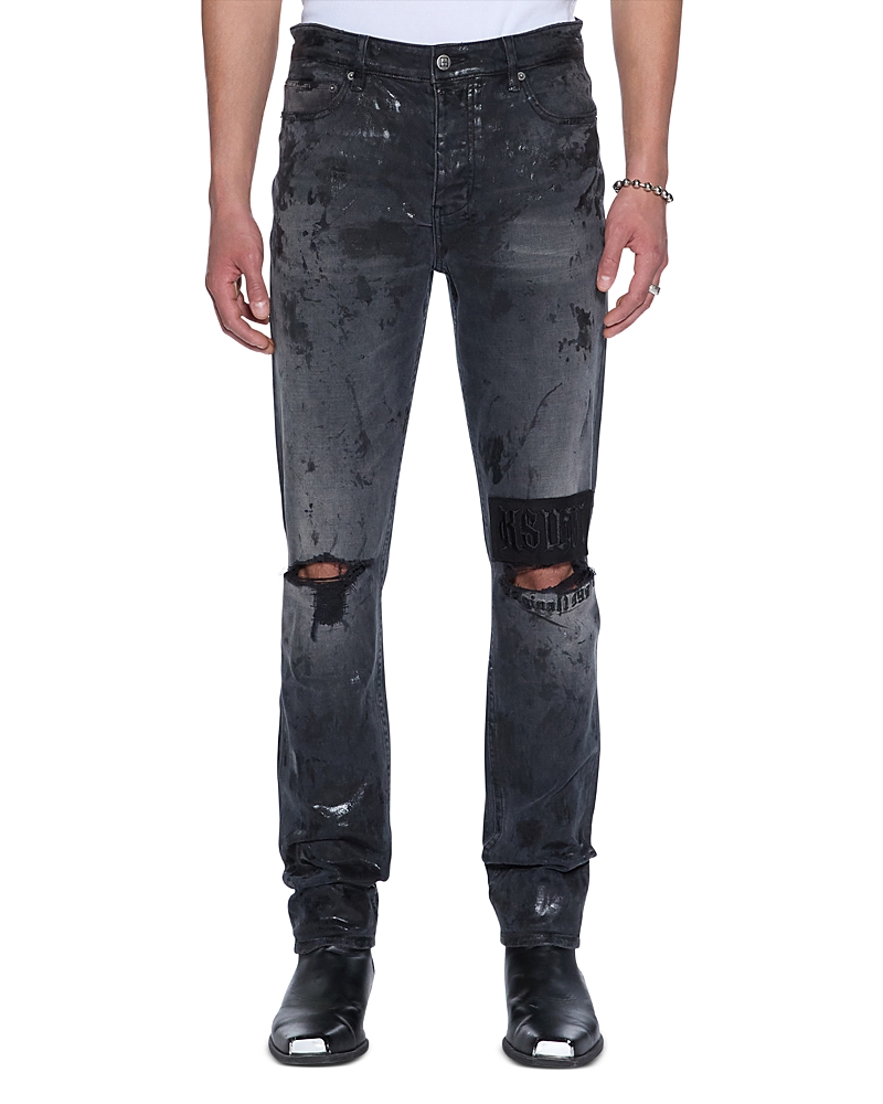 Ksubi Chitch Powder Slim Fit Distressed Jeans In Charcoal Gray