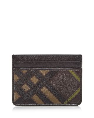 Intarsia Check Leather Card Case
