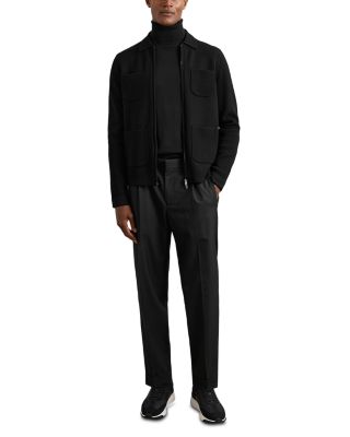 Roberto Long Sleeve Zip Through Ribbed Four Pocket Shirt