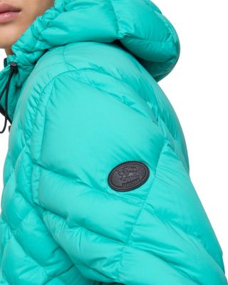  Check-stitch Nylon Hooded Puffer Jacket