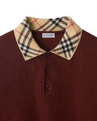 Check Collar Cotton Polo Shirt