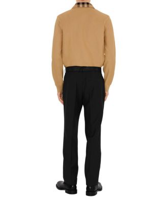 Long Sleeve Check Collar Cotton Polo Shirt