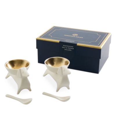 Menagerie Dachshund Salt/Pepper Cellar, Set of 2