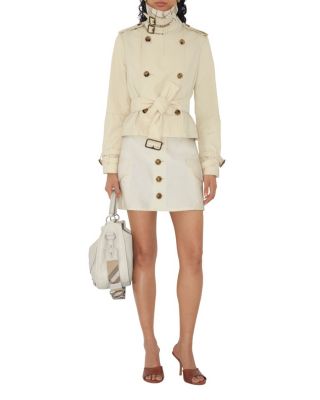 Cropped Cotton Blend Trench Jacket