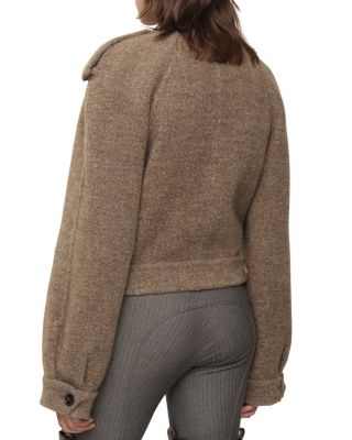 Detachable Scarf Wool Blend Jacket