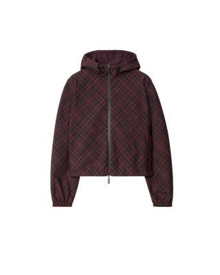 Cropped Reversible Check Hooded Jacket