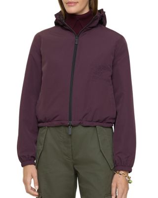 Cropped Reversible Check Hooded Jacket