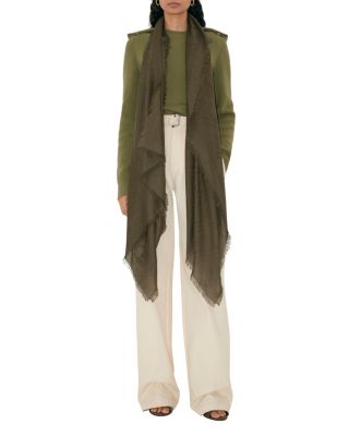  Wide Check Wool Silk Scarf