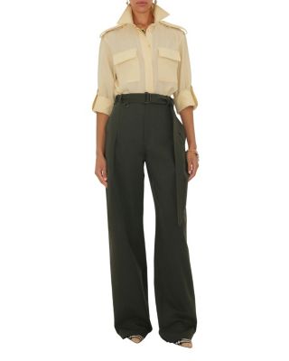 Gabardine Belted Trousers
