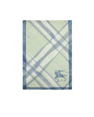  Wide Watercolour Check Silk Scarf