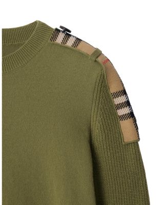  Check Epaulette Wool Cashmere Blend Sweater