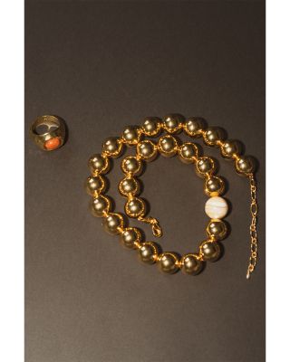 Mother Of Pearl Beaded Necklace, 15.74-18.11"