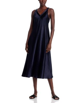 Textured Satin V-Neck Maxi Dress