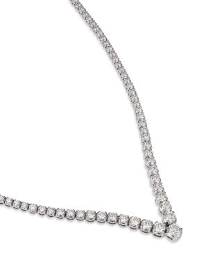 Diamond Chevron Tennis Necklace in 14K White Gold, 7.05 tcw