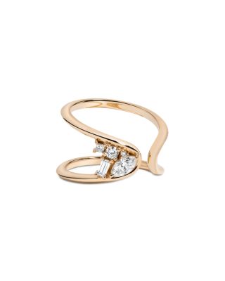 Certified Lab Grown Diamond Mixed Cut Zaha Cluster Wrap Ring in 14K Yellow Gold, 0.263 tcw