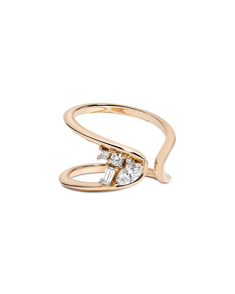 Shahla Karimi From The Luxe Collection Certified Lab Grown Diamond Mixed Cut Zaha Cluster Wrap Ring In 14k Yellow In Gold