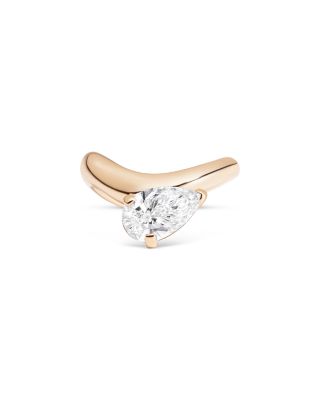 Certified Lab Grown Diamond Cloud Offset Pear Ring in 14K Yellow Gold, 2.01 tcw