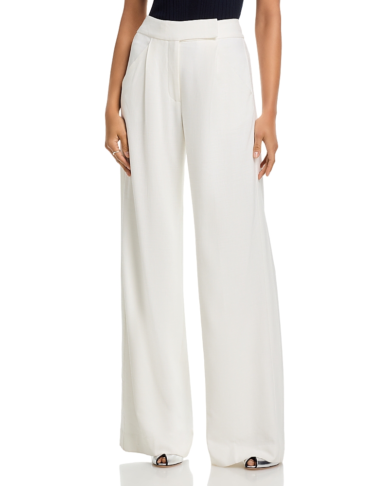 Veronica Beard Marbeau Wide Leg Pants In White