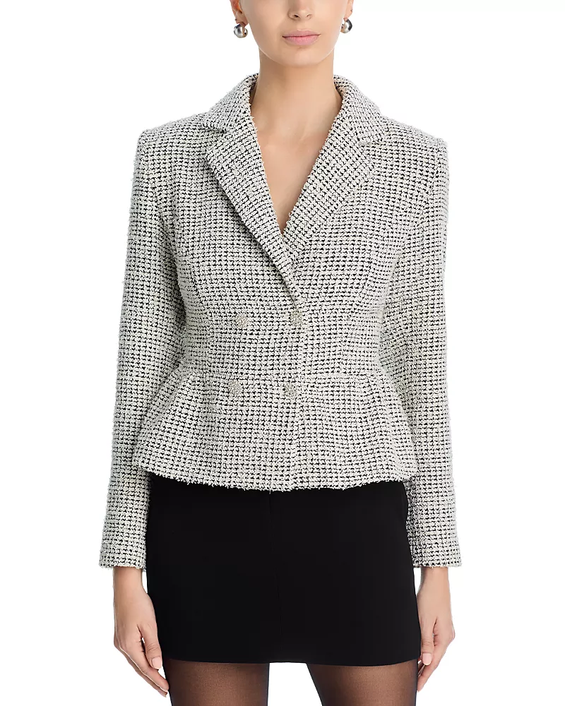 Aqua Tweed Flounce Blazer - Exclusive