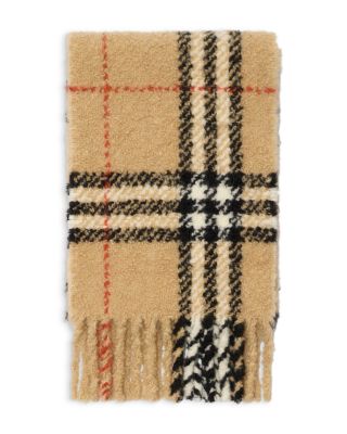 Check Alpaca Wool Blend Boucl&eacute; Scarf