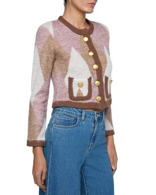 Siobhan Fuzzy Argyle Cardigan Sweater