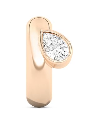 Certified Lab Grown Diamond Cloud Ear Cuff with Pear in 14K Yellow Gold, 0.23 tcw