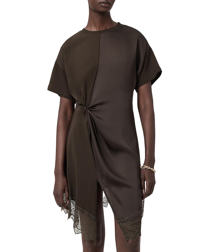 Allsaints Lana Lace Hem Minidress In Brown