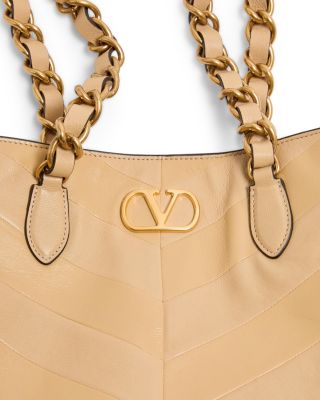 Laseine Small VLogo Leather Tote Bag