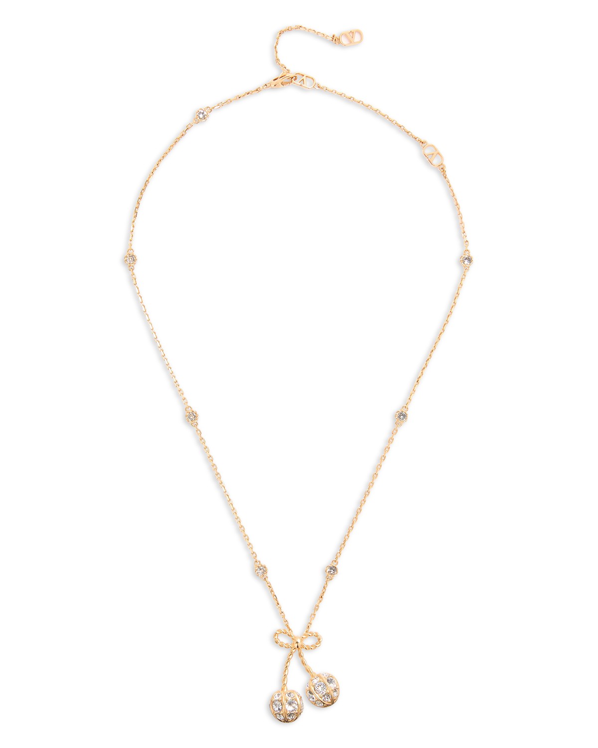 Valentino Garavani Cherryfic Swarovski Crystal Necklace, 15.8-19.7 in Gold