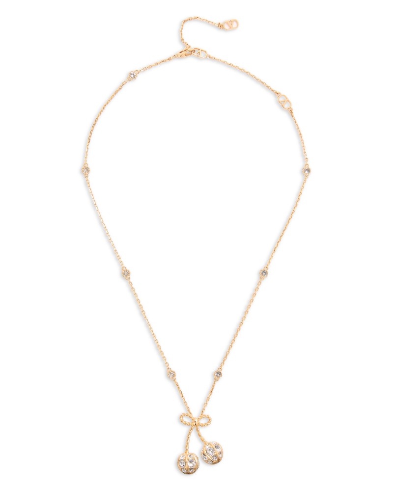 Valentino Garavani Cherryfic Swarovski Crystal Necklace, 15.8-19.7 in Gold
