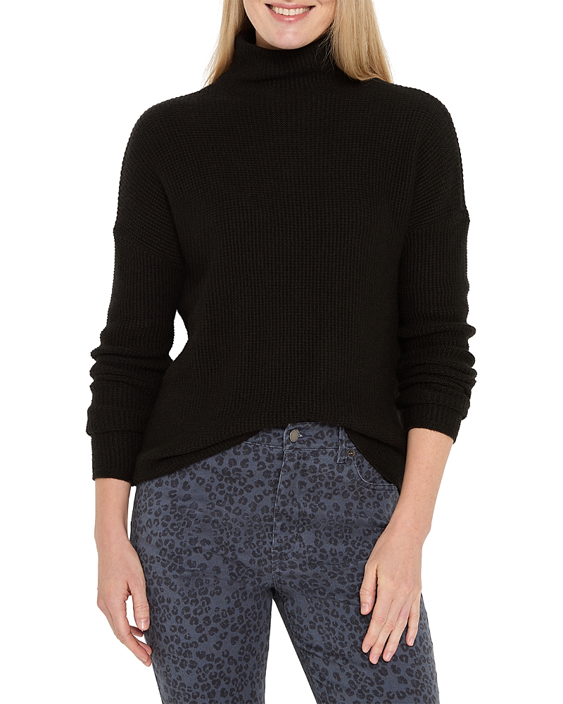 Nic + Zoe Nic+zoe Waffle Stitch Tuck Sweater In Black