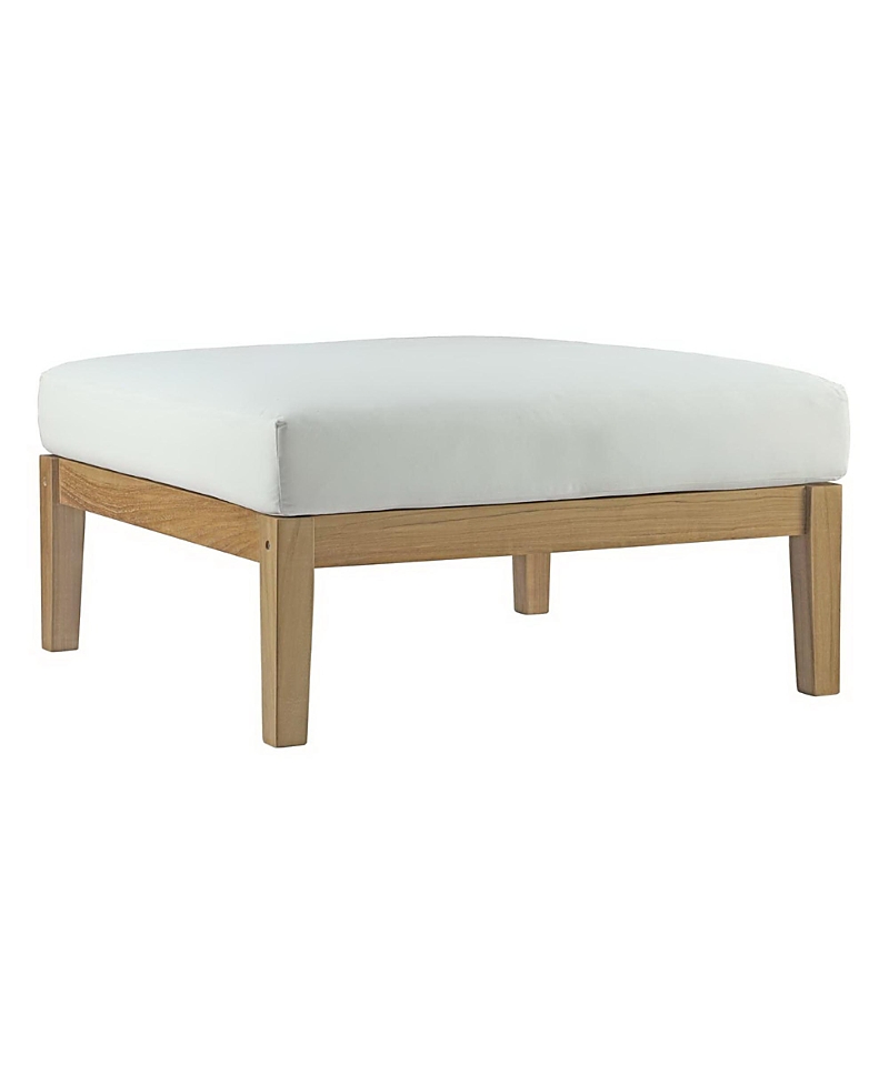 Modway Bayport Outdoor Patio Teak Ottoman In White