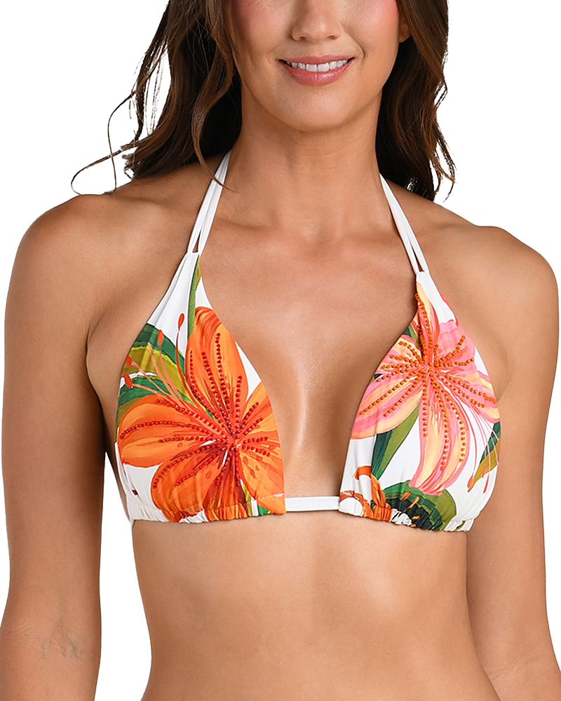La Blanca Jungle Blossoms Halter Bra Bikini Top In Multi