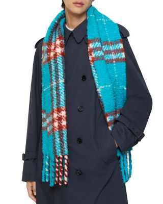  Check Alpaca Wool Blend Boucle Scarf