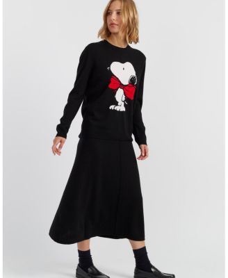  Women's Wool Cashmere Bow Tie Snoopy Sweater