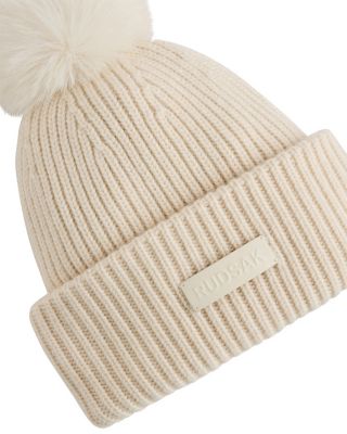  Dara Women's Wool Cashmere Blend Knit Beanie Hat with Pom Pom
