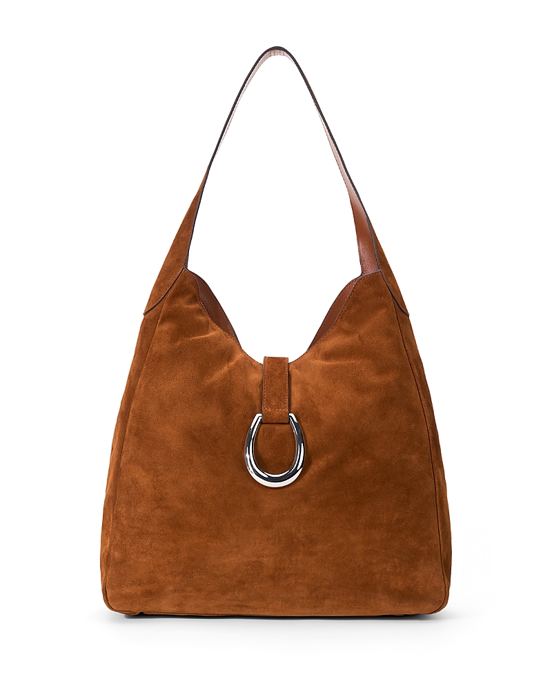 Staud Maya Suede Hobo Bag In Brown