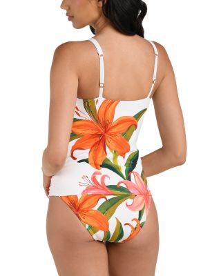 Jungle Blossoms Sweetheart Tunnel Neck Tankini Top