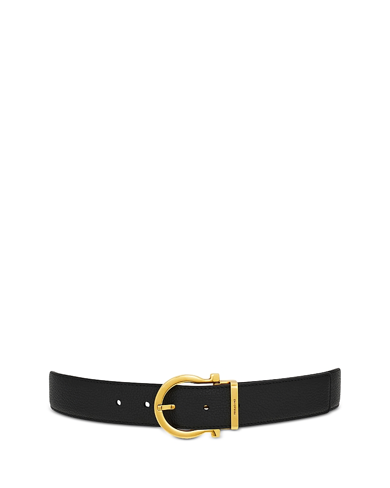 Ferragamo Gancini Reversible Leather Belt In Black