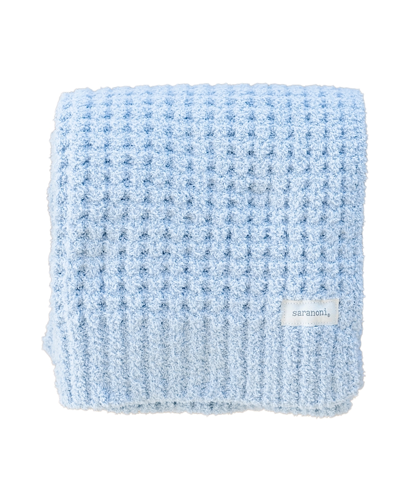 Saranoni Waffle Knit Receiving Blanket In Blue