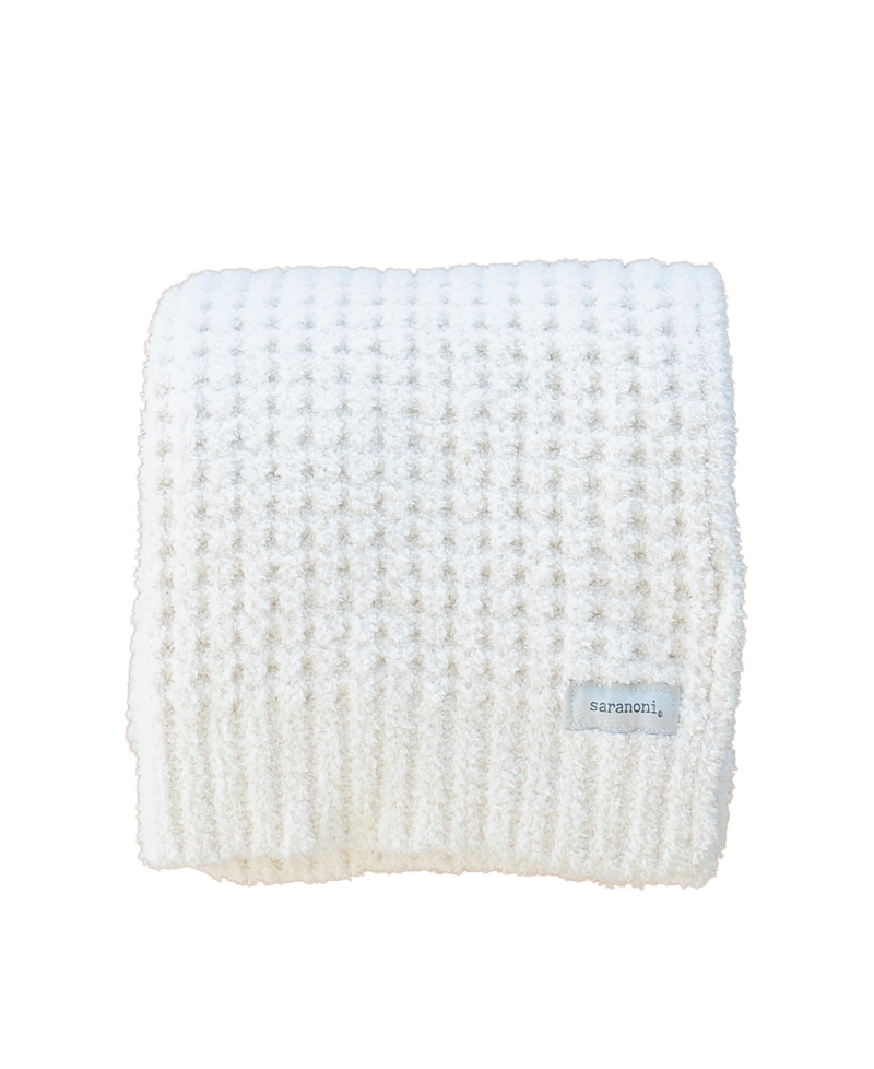 Saranoni Waffle Knit Receiving Blanket In White
