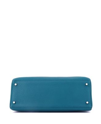 Kelly 35 Handbag Blue Clemence with Palladium Hardware