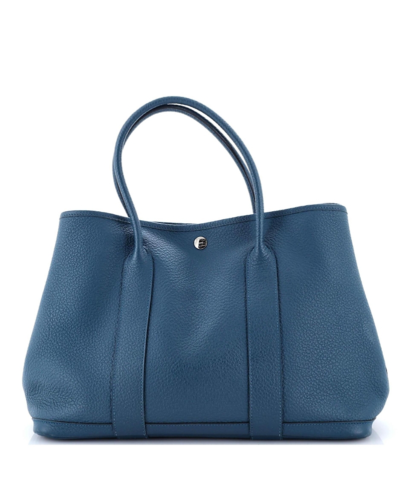 PRE-OWNED HERMES Pre-owned Hermes 36 Garden Party Tote Leather With Printed Interior In Blue