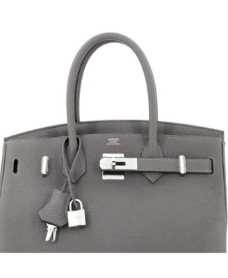 Birkin 30 Handbag Grey Clemence with Palladium Hardware