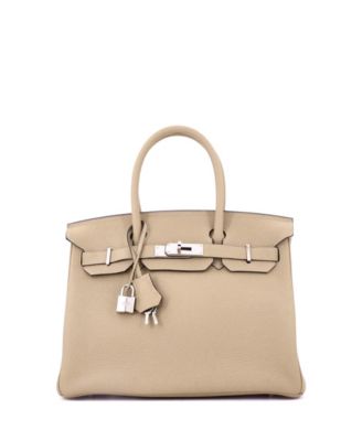 Birkin 30 Handbag Light Clemence with Palladium Hardware