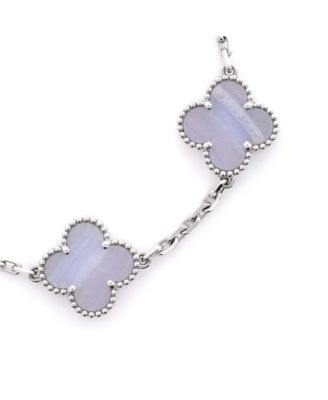  Vintage Alhambra 5 Motifs Bracelet 18K White Gold and Chalcedony