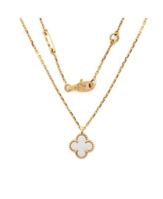  Sweet Alhambra Pendant Necklace 18K Gold and Mother of Pearl, 15 - 15.75"