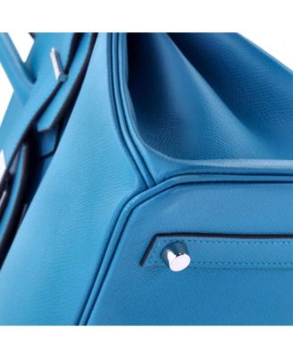 Birkin 30 Handbag Blue Epsom with Palladium Hardware