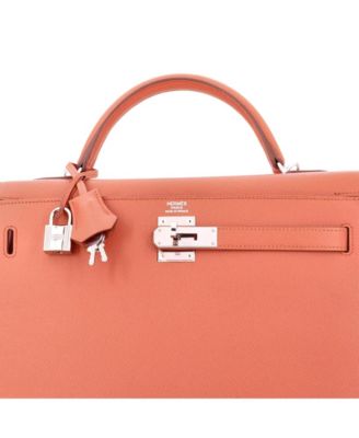 Kelly 32 Handbag Pink Epsom with Palladium Hardware