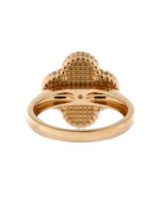  Vintage Alhambra Ring 18K Gold and Tiger Eye with Diamond